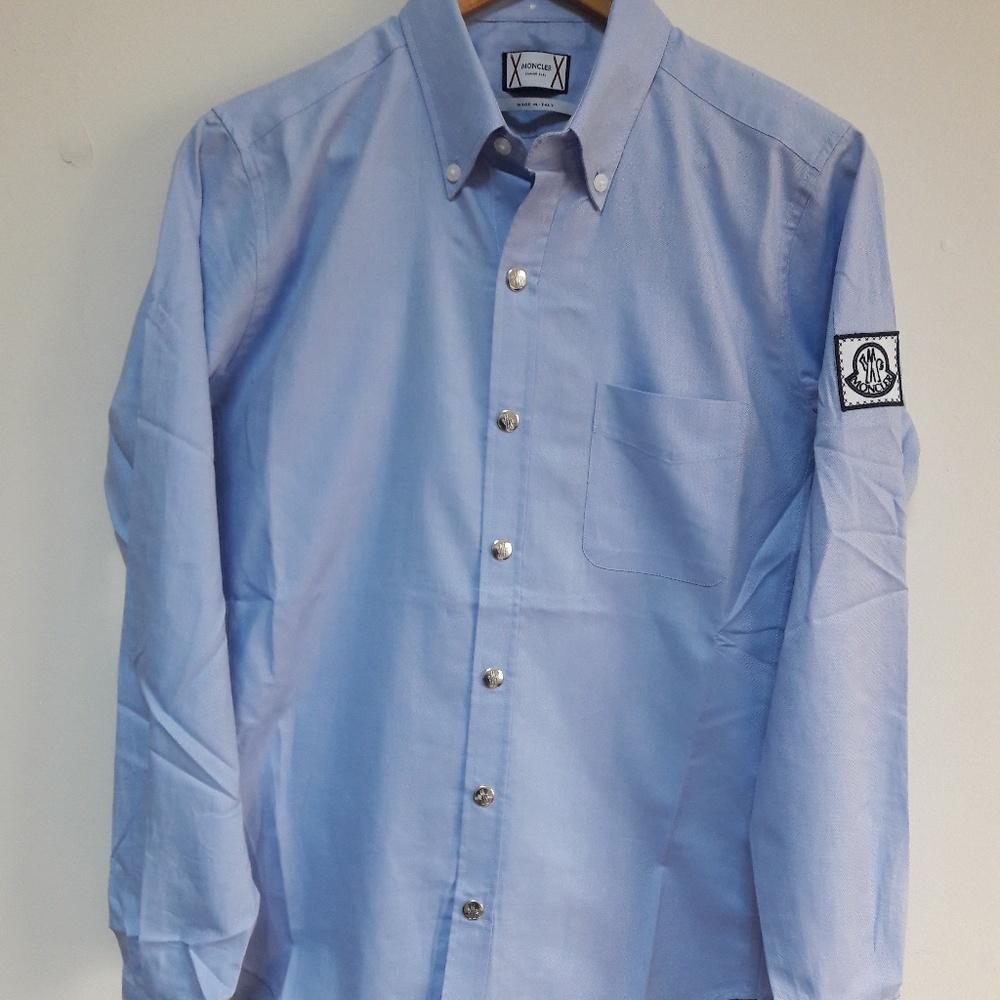 MONCLER BLUE MEN CASUAL BUTTON DOWN SHIRT